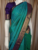 Teal Green Butta Zari Woven Design Pure Kanchipuram Silk Saree with Contrast Zari Border