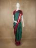 Teal Green Checks Zari Woven Design Pure Kanchipuram Silk Saree with Contrast Zari Border