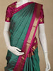 Teal Green Checks Zari Woven Design Pure Kanchipuram Silk Saree with Contrast Zari Border