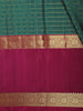 Teal Green Checks Zari Woven Design Pure Kanchipuram Silk Saree with Contrast Zari Border