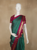 Teal Green Checks Zari Woven Design Pure Kanchipuram Silk Saree with Contrast Zari Border