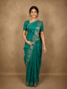 Teal Green Elephant Thread Embroidered Design Pure Tussar Saree with Scalloped Border