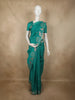Teal Green Elephant Thread Embroidered Design Pure Tussar Saree with Scalloped Border