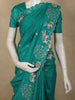 Teal Green Elephant Thread Embroidered Design Pure Tussar Saree with Scalloped Border