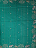 Teal Green Elephant Thread Embroidered Design Pure Tussar Saree with Scalloped Border