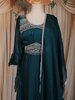 Teal Green Embroidered Design Georgette Gown with Dupatta