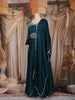 Teal Green Embroidered Design Georgette Gown with Dupatta