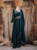 Teal Green Embroidered Design Georgette Gown with Dupatta