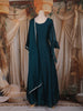 Teal Green Embroidered Design Georgette Gown with Dupatta