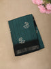 Teal Green Floral Butta Printed Design Crepe Casual Wear Saree