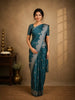 Teal Green Floral Butta Zari Woven Design Pure Banarasi Silk Saree