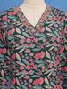 Teal Green Floral Design Chiffon Straight Cut Salwar Suit