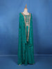 Teal Green Floral Design Sequin Embellishment Georgette Skirt Top - Diadem