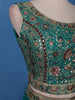Teal Green Floral Design Sequin Embellishment Georgette Skirt Top - Diadem