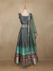 Teal Green Floral Design Silk Lehenga With Dupatta