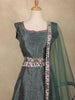 Teal Green Floral Design Silk Lehenga With Dupatta