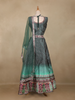Teal Green Floral Design Silk Lehenga With Dupatta