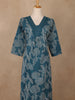 Teal Green Floral Designed Cotton Salwar Suit - Diadem