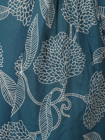 Teal Green Floral Designed Cotton Salwar Suit - Diadem