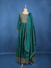 Teal Green Floral Embroidered Design Georgette Gown