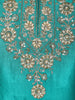 Teal Green Floral Embroidered Design Satin Palazzo Suit with Dupatta