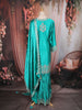 Teal Green Floral Embroidered Design Satin Palazzo Suit with Dupatta