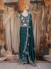 Teal Green Floral Embroidered Design Semi Raw Silk Lehenga with Dupatta