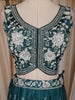 Teal Green Floral Embroidered Design Semi Raw Silk Lehenga with Dupatta