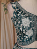 Teal Green Floral Embroidered Design Semi Raw Silk Lehenga with Dupatta