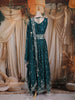 Teal Green Floral Embroidered Design Semi Raw Silk Lehenga with Dupatta