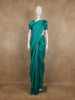 Teal Green Floral Embroidered Raw Silk Saree