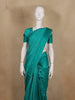 Teal Green Floral Embroidered Raw Silk Saree