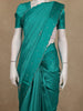 Teal Green Floral Embroidered Raw Silk Saree