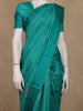 Teal Green Floral Embroidered Raw Silk Saree