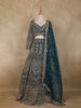 Teal Green Floral Embroidery Bridal Net Lehenga