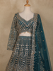 Teal Green Floral Embroidery Bridal Net Lehenga