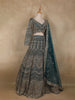 Teal Green Floral Embroidery Bridal Net Lehenga
