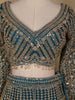 Teal Green Floral Embroidery Bridal Net Lehenga