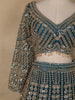Teal Green Floral Embroidery Bridal Net Lehenga