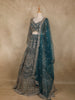 Teal Green Floral Embroidery Bridal Net Lehenga