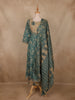 Teal Green Floral Printed Cotton Salwar Suit with Dupatta