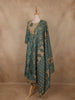 Teal Green Floral Printed Cotton Salwar Suit with Dupatta