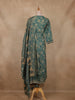 Teal Green Floral Printed Cotton Salwar Suit with Dupatta