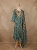 Teal Green Floral Printed Cotton Salwar Suit with Dupatta