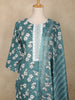 Teal Green Floral Printed Cotton Straight Cut Salwar Suit with Dupatta