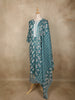 Teal Green Floral Printed Cotton Straight Cut Salwar Suit with Dupatta