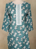 Teal Green Floral Printed Cotton Straight Cut Salwar Suit with Dupatta