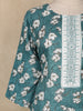 Teal Green Floral Printed Cotton Straight Cut Salwar Suit with Dupatta