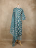 Teal Green Floral Printed Cotton Straight Cut Salwar Suit with Dupatta