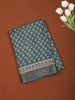 Teal Green Floral Printed Design Chiffon Casual Saree with Zari Border